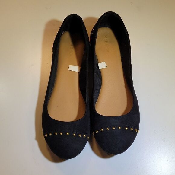 MERONA STUDDED GOLD EMBELLISHMENTS ROUND TOE SUEDE SLIP ON SHOE - Picture 4 of 14
